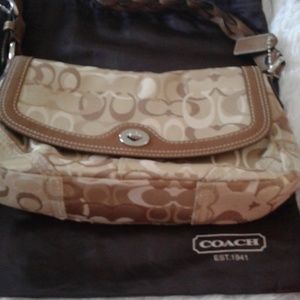 Light brown fabric coach bag  like new